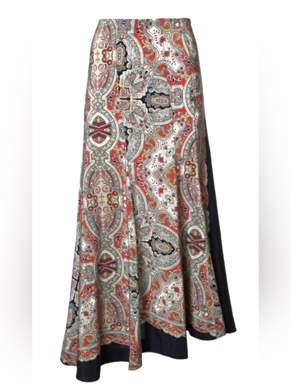 $598 Retail Theory Bitrah Premont Paisley Print Silk Midi Skirt